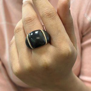 Chantecler Black Onyx Diamond Dome Shaped Ring 18k Yellow Gold 0.50cttw Size 6.5